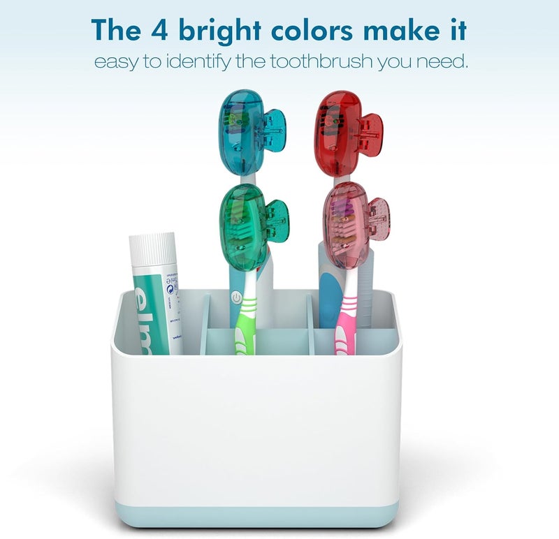 Nincha 4-Pack Multicolor Toothbrush Head Covers - Universal Clip-On Protector for Manual & Electric Brushes - Travel-Friendly Hygienic Dust Guard - Suitable for Kids & Adults (Red, Blue, Green,Pink) - Image 4